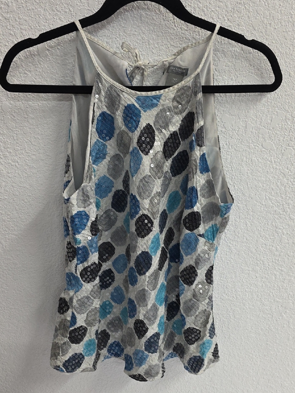 Ann Taylor Silk Grey Sleeveless Halter Camisole Blouse Size 14P Petite